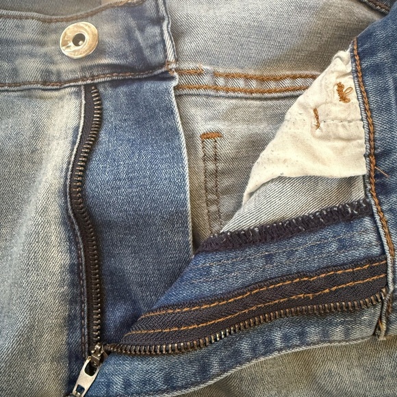 Fashion Nova Light Blue Distressed Skinny Jeans wide white stripe on sides - Picture 4 of 8